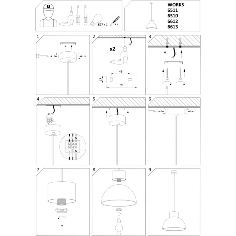 Lampa Wisząca Industrialna Works Czarna | Nowodvorski