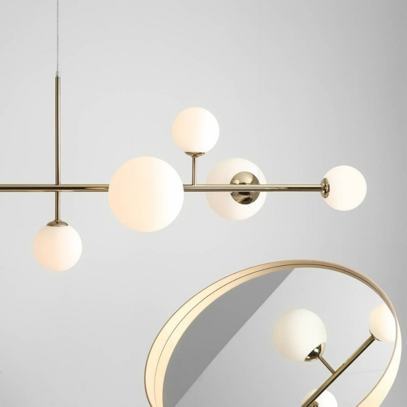Lampa Wisząca Dione | Szklane Kule Biało-Złote | Aldex