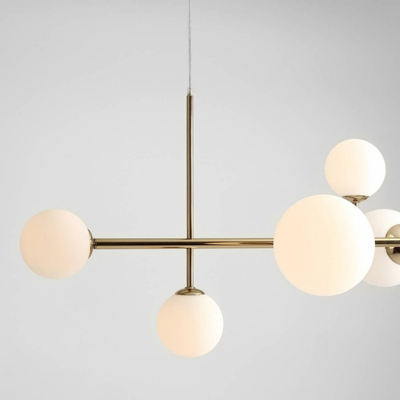 Lampa Wisząca Dione | Szklane Kule Biało-Złote | Aldex
