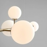Designerska Lampa wisząca szklane kule Dione 130 biało-złota Aldex nad stół