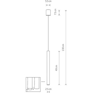 Lampa wisząca tuba glamour Laser 49 Mosiądz/Czarny marki Nowodvorski