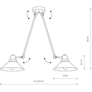 Lampa sufitowa podwójna na wysięgnikach Techno II Czarna marki Nowodvorski