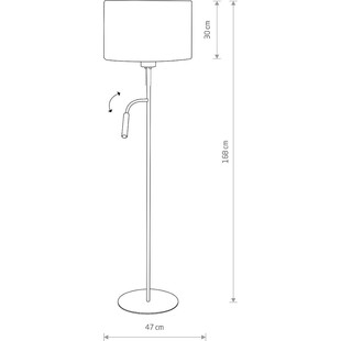 Lampa podłogowa z abażurem i lampką Hotel Plus Szary/Czarny marki Nowodvorski