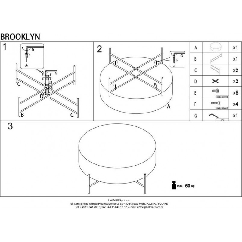 Stolik okrągły industrialny Brooklyn 80cm | Halmar