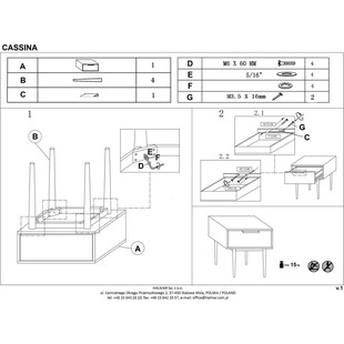 Szafka nocna Cassina Halmar | Orzechowa, 45cm - Kup teraz!