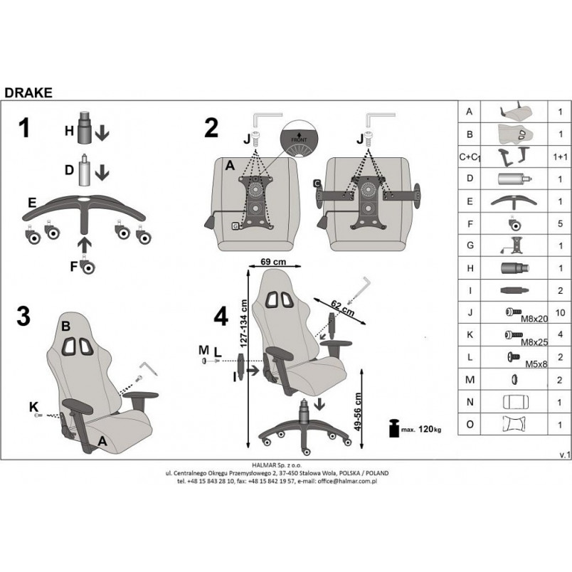 Fotel komputerowy Drake Halmar | Ergonomiczny i wygodny