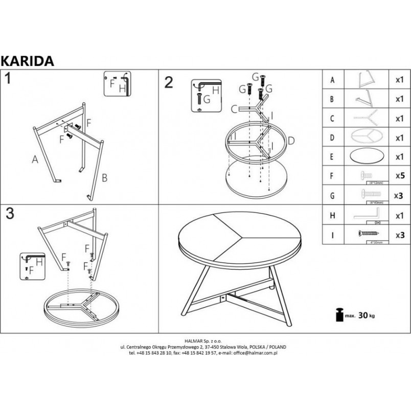 Stolik okrągły loft Karida 80cm | Halmar - Sklep mebli