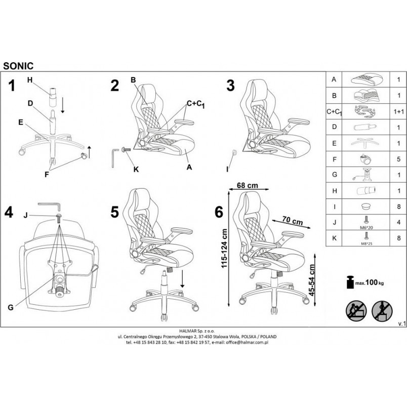 Fotel gamingowy Sonic Halmar | Komfort i styl