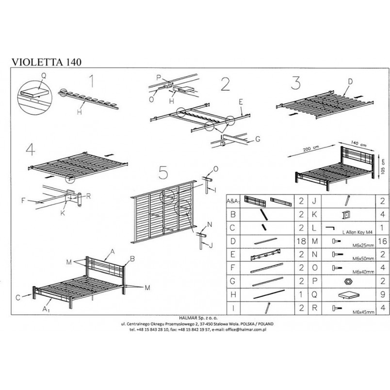 Łóżko drewniane Violetta 140x200 | Halmar - Elegancki Design