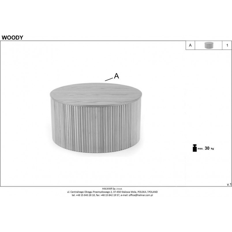 Stolik drewniany Woody Halmar 80cm - Naturalny Design