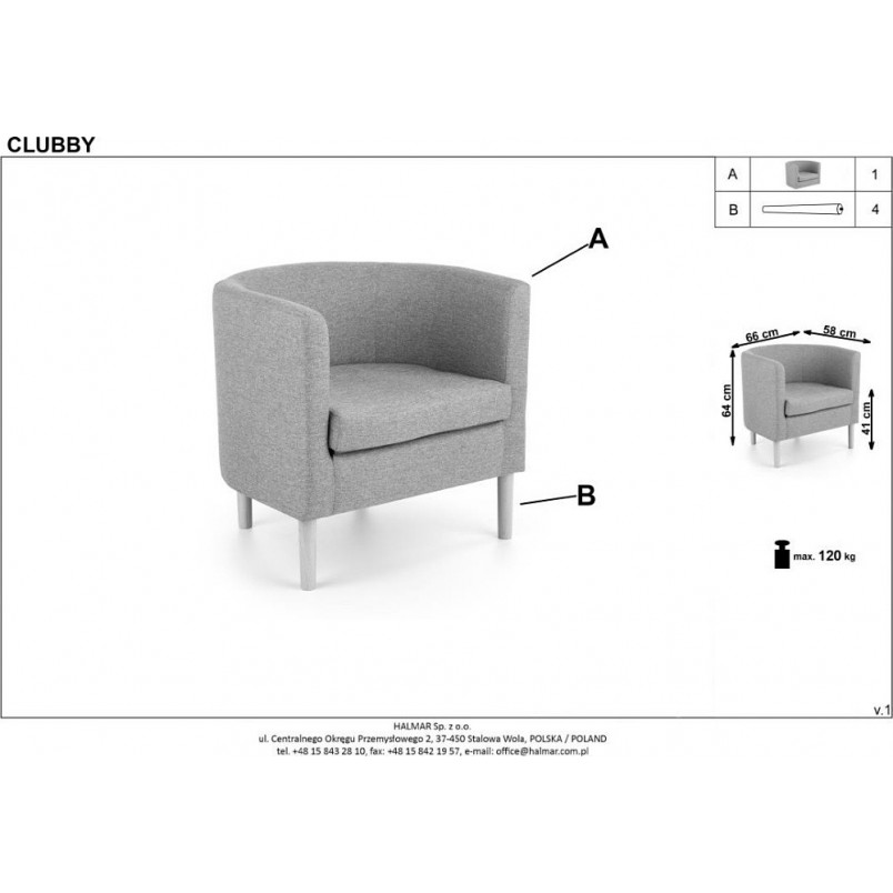 Fotel klubowy Clubby Halmar | Komfortowy fotel tapicerowany