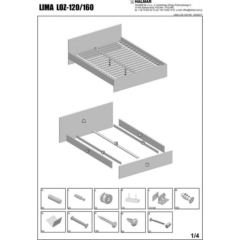 Łóżko jednoosobowe Lima 120x200 białe Halmar - Komfort i styl