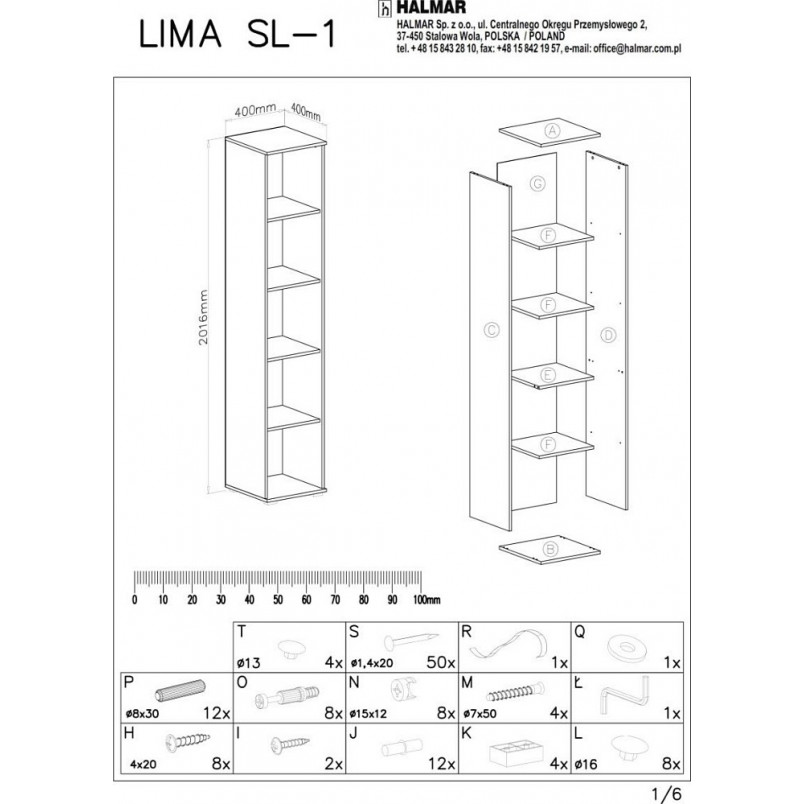 Regał stojący Lima SL1 Halmar | 40cm | Dąb Sonoma