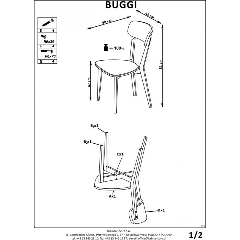 Krzesło drewniane Buggi białe Halmar | Skandynawski Design