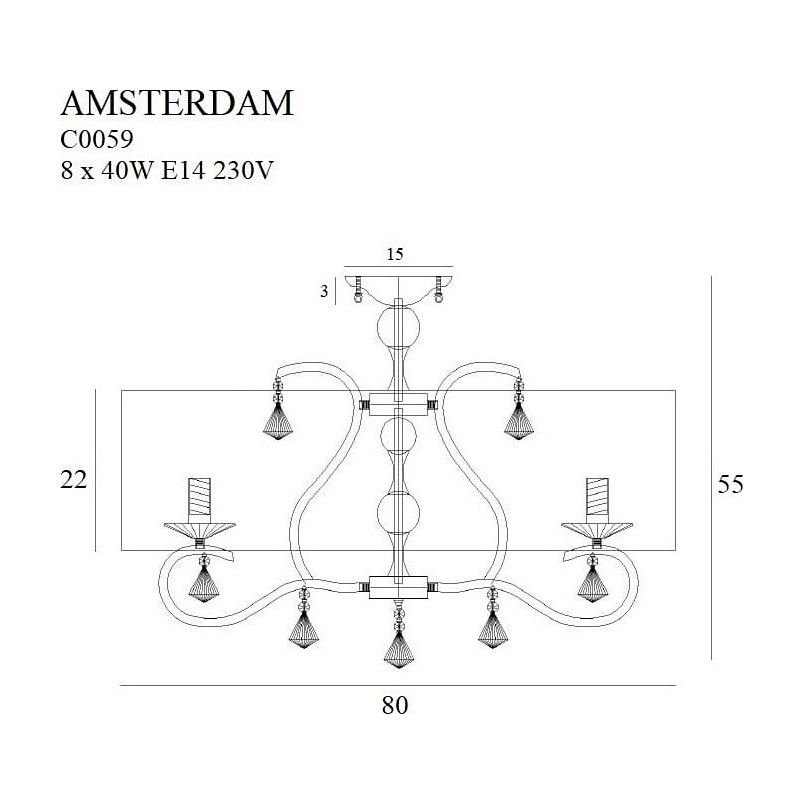 Plafon Glamour Amsterdam 80cm | MaxLight - Elegancki Design