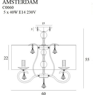 Plafon Glamour Amsterdam MaxLight | Kryształki, Biały, Chrom