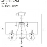 Plafon Glamour Amsterdam MaxLight | Kryształki, Biały, Chrom