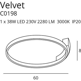 Plafon LED Velvet 60cm Czarny MaxLight - Nowoczesne Oświetlenie