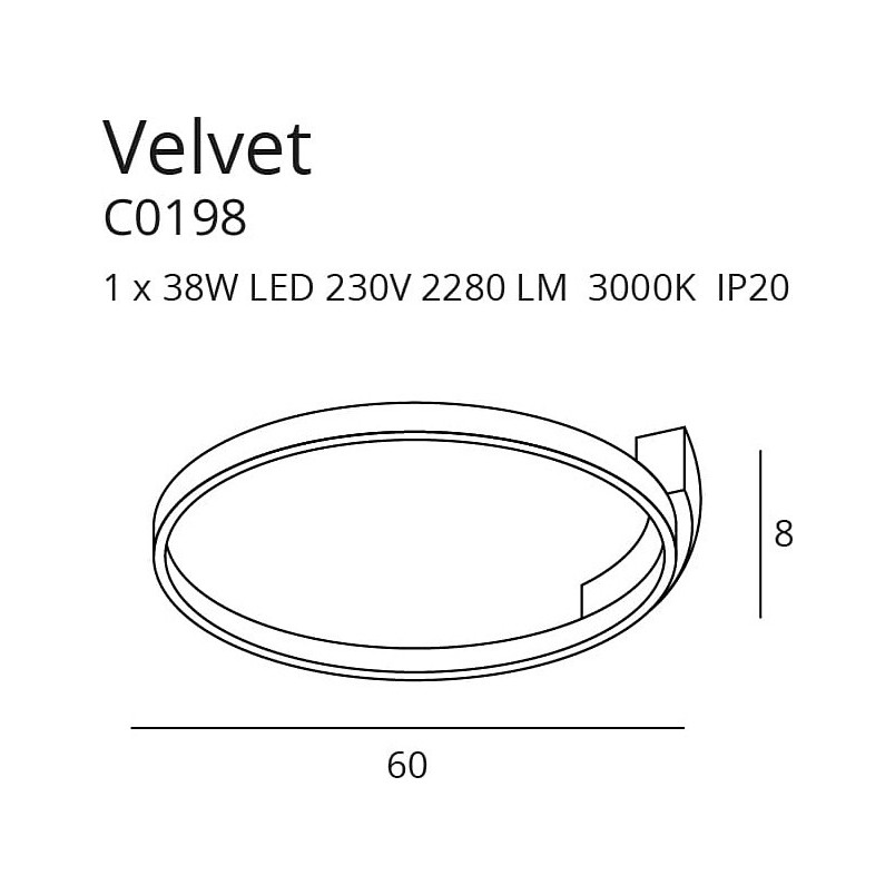 Plafon LED Velvet 60cm Czarny MaxLight - Nowoczesne Oświetlenie