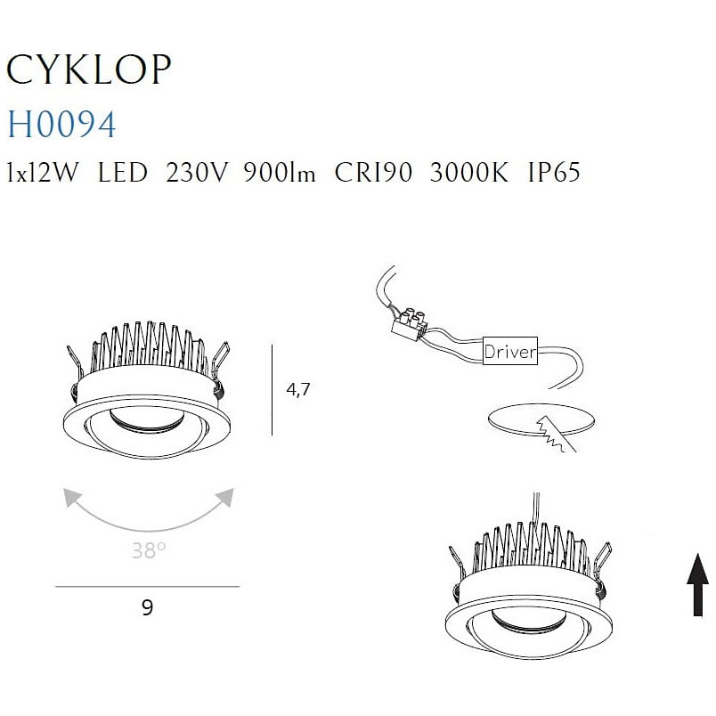 Oprawa łazienkowa Cyklop 9cm LED biała - MaxLight | Downlight IP65