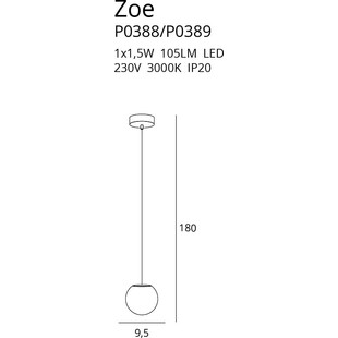 Lampa wisząca Zoe - złota kula szklana LED | MaxLight