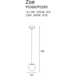 Lampa wisząca Zoe - złota kula szklana LED | MaxLight