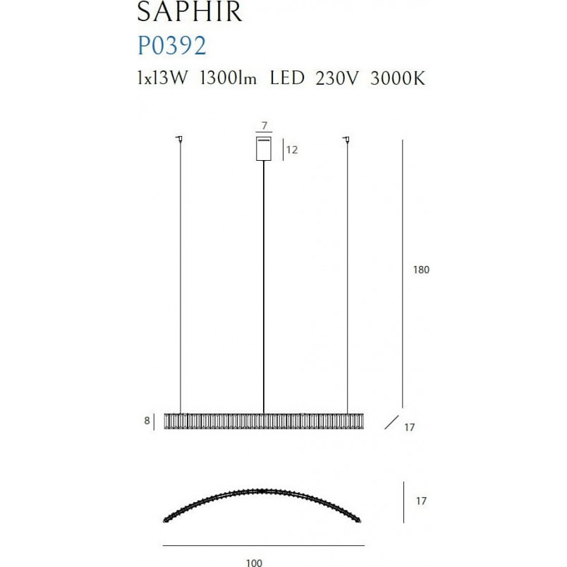 Lampa wisząca glamour Saphir LED | MaxLight - 100cm
