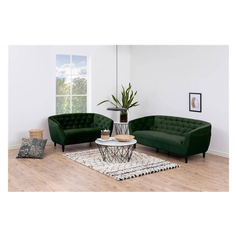 Sofa welurowa 2-os. Ria Actona | Zielony glamour