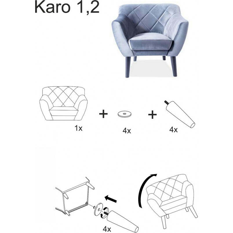 Fotel welurowy Karo zielony Signal | Komfort i styl