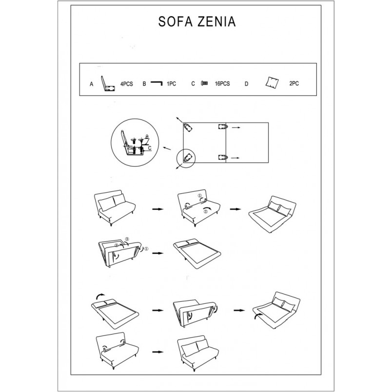 Sofa rozkładana Zenia 141cm szara Signal - Komfort i styl