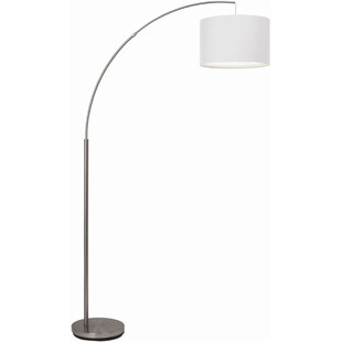 Lampa podłogowa łukowa z abażurem Clarie Satynowy Chrom/Biała marki Brilliant