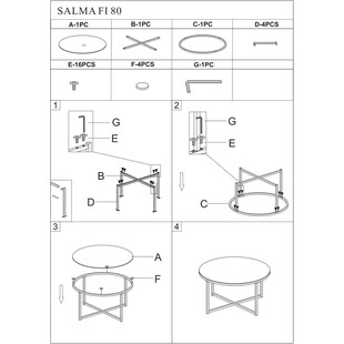 Stolik szklany Salma 80cm - efekt marmuru, złota podstawa | Signal