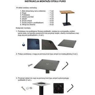 Stół kwadratowy Puro Signal 80x80cm - Laminat dąb/czarny