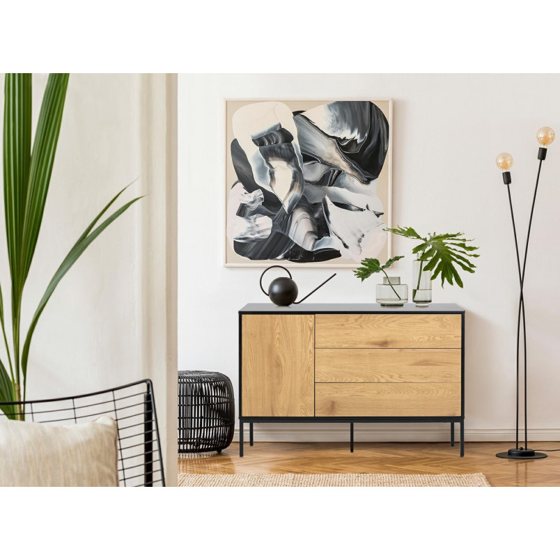 Komoda industrialna Actona Seaford 120cm | Dąb/Czarny
