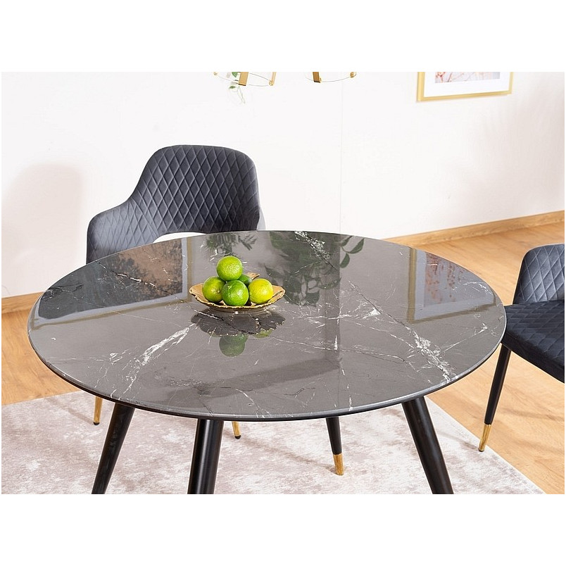 Stół Okrągły Glamour Cyryl Signal | Czarny, 100cm