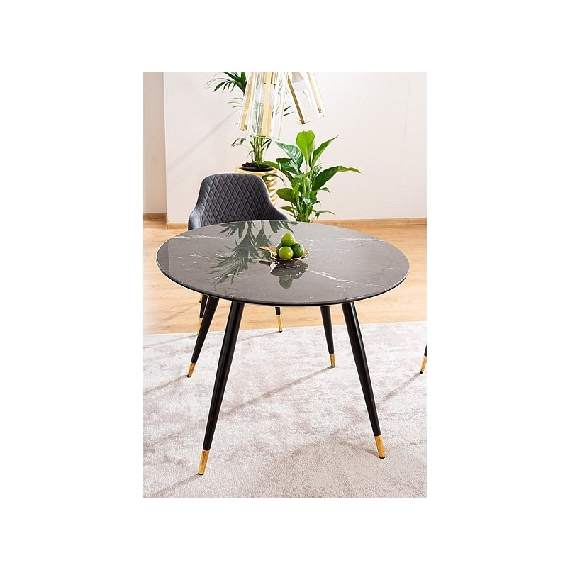 Stół Okrągły Glamour Cyryl Signal | Czarny, 100cm