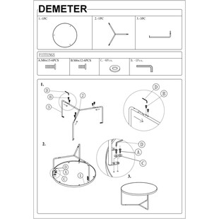 Zestaw stolików okrągłych Demeter Signal | Orzech/Czarny