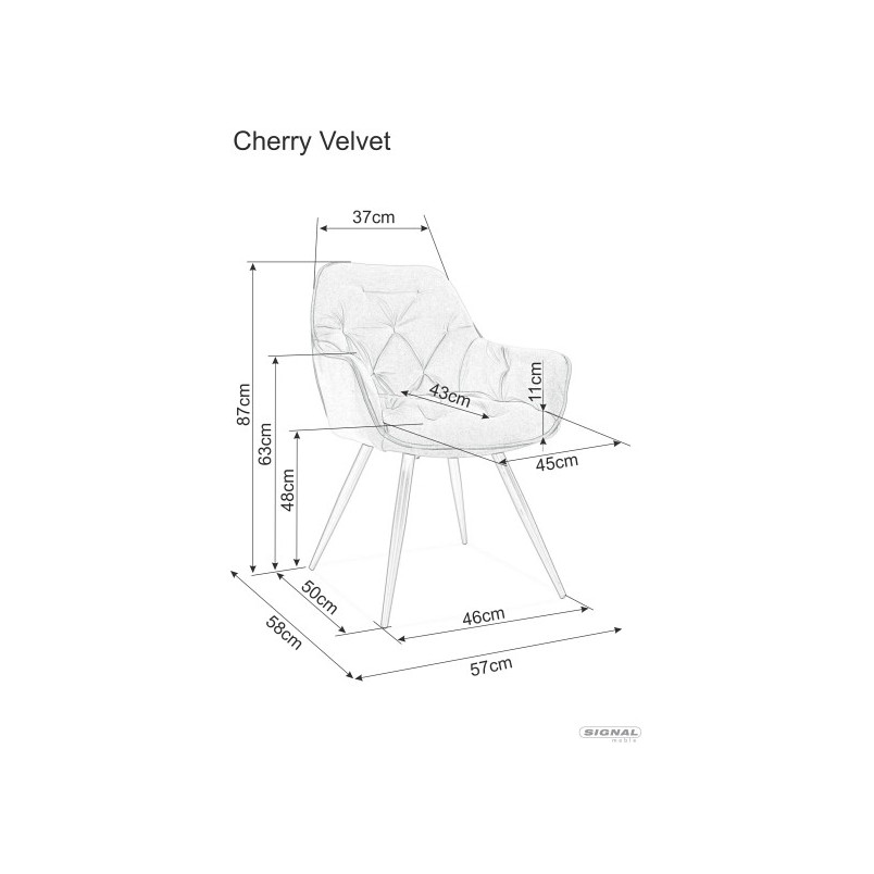 Krzesło welurowe Cherry Velvet beżowe Signal - Komfort i styl