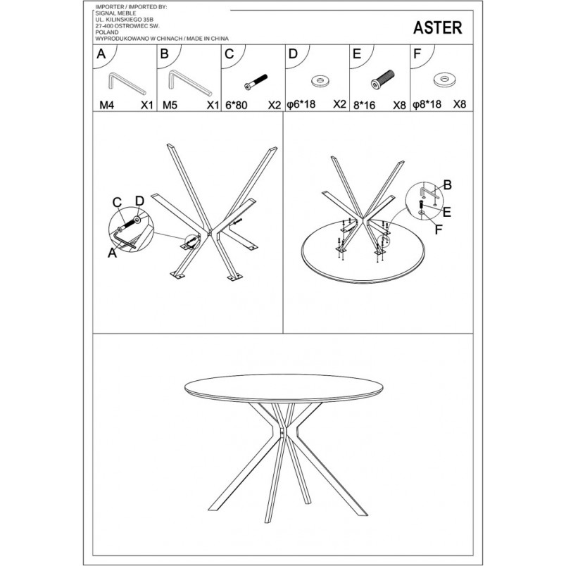 Stół okrągły industrialny Aster 120cm Signal - Stylowy i funkcjonalny