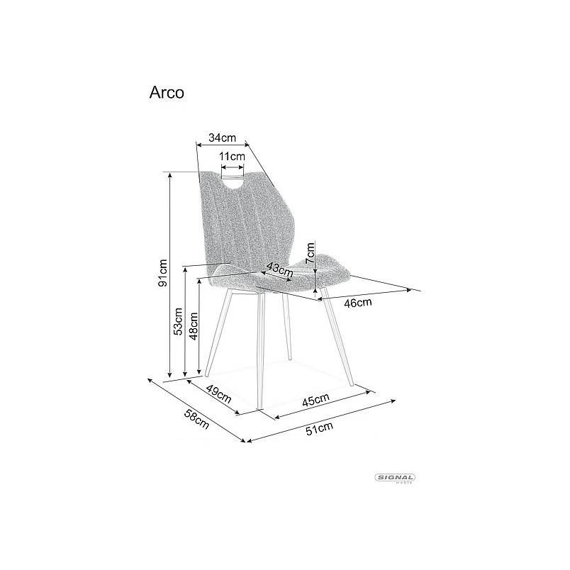 Krzesło welurowe Arco Bluvel 14 Signal - Szare, Elegancki Design