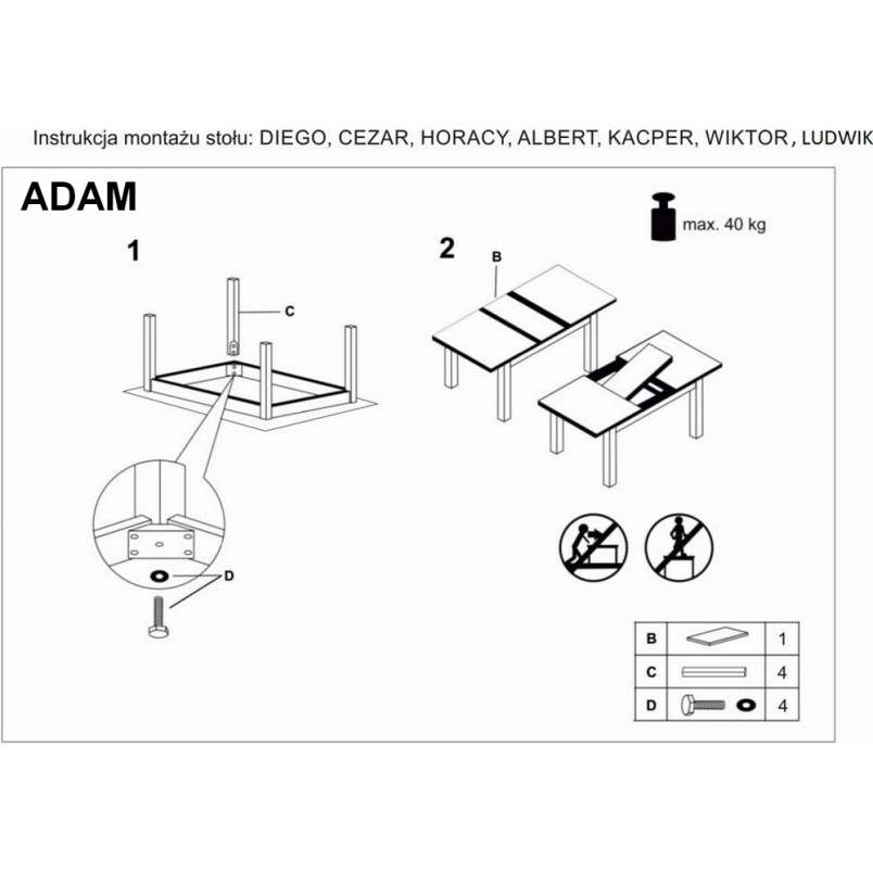 Stół skandynawski Adam 120x68 Signal - Dąb Lancelot / Biały