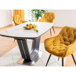 Krzesło welurowe pikowane Cherry Velvet curry Signal - Stylowy Design