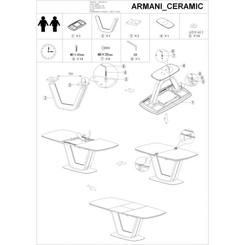 Stół rozkładany Armani Ceramic Signal | Szary marmur 160x90