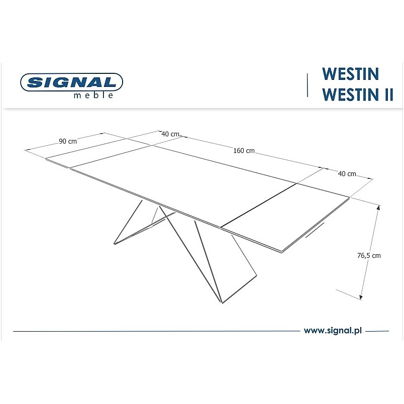 Stół rozkładany Westin 3 Signal | Marmurowy blat 160x90cm