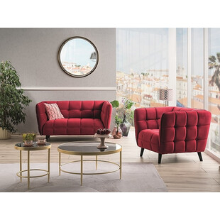 Pikowana sofa welurowa Castello Velvet 145 bordowa marki Signal
