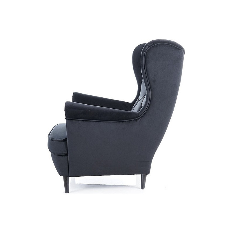 Fotel welurowy Chesterfield Lady Velvet czarny - Signal