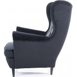 Fotel welurowy Chesterfield Lady Velvet czarny - Signal