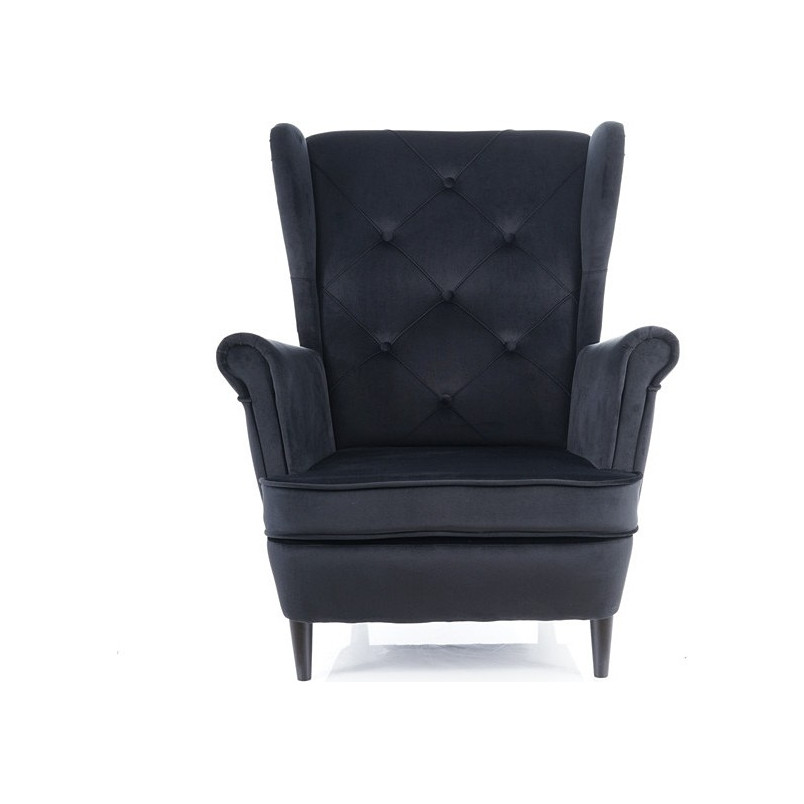 Fotel welurowy Chesterfield Lady Velvet czarny - Signal