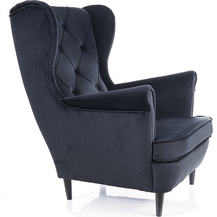 Fotel welurowy Chesterfield Lady Velvet czarny - Signal