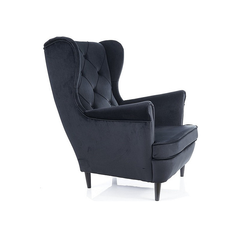 Fotel welurowy Chesterfield Lady Velvet czarny - Signal